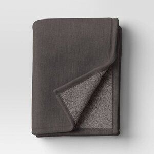 Chenille Throw Blanket with Faux Shearling Reverse Gray - Threshold™ Lightweight